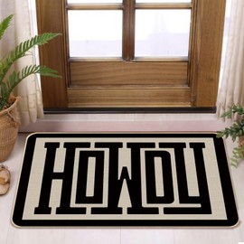 Koesus Western Door Mat, Howdy Door Mat Indoor Outdoor Entrance Porch, Black and Beige Bath Mats, Western Howdy Welcome Mats, 17x30 Inches