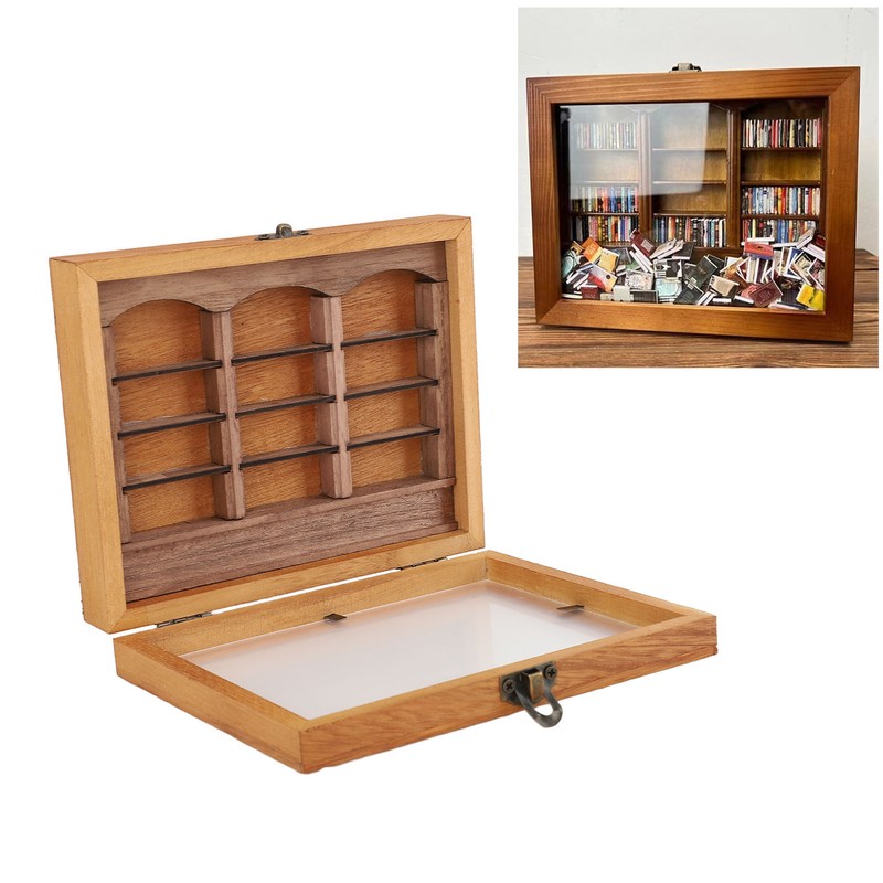 Miniature Wooden Bookshelf Anxiety Relief Multi Books Display Case Cabinet