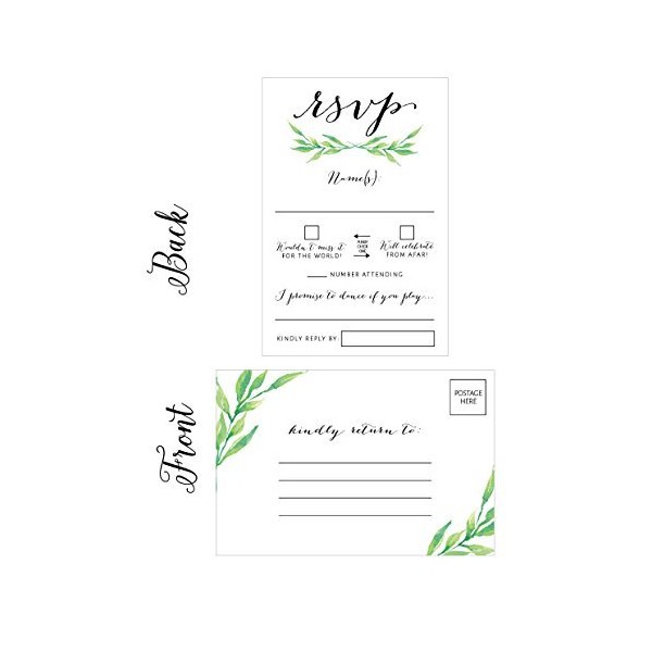 50 Floral RSVP Cards, RSVP Postcards No Envelopes Needed, Response Card, Blank RSVP Reply, RSVP for Wedding, Rehearsal Dinner, Baby Shower, Bridal, Birthday, Engagement, Bachelorette Party Invitations
