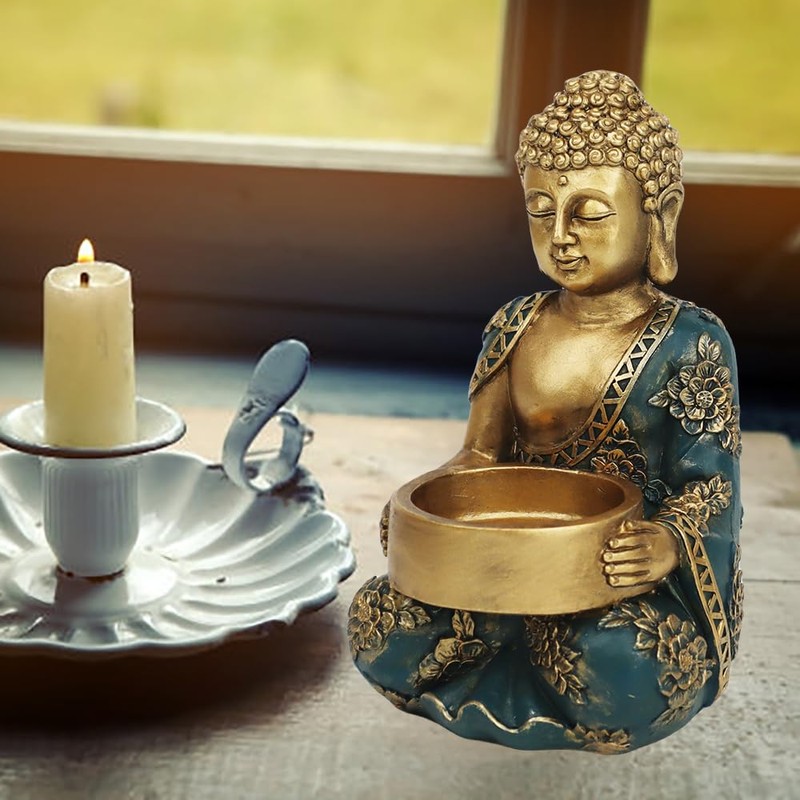 TOLATR Zen Meditation Buddha Statue Candle Holder Spiritual Room Decor