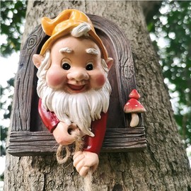 Climbing Elves Tree Peeker Decor, Handcrafted Resin Gnome Garden Sculpture, Designed for Outdoor Tree Trunk Decoration, Gardening, and Landscape Ornamentation, Featuring Whimsical Treehouse Elves