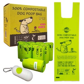 moonygreen Dog Waste Bags, Compostable Dog Poop Bags with Handles, Easy-Tie, Eco-Friendly, Unscented, Vegetable-Based, Extra Thick, Leak Proof, Fits for Dogs and Cat Scoops, 120 Counts with Dispenser