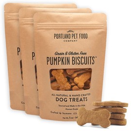 Portland Pet Food Company Pumpkin Healthy Dog Treats Multipack - Grain-Free, Human-Grade, Pumpkin Dog Treats - All Natural Dog Training Treats & Biscuits Made in the USA Only 3-Pack (5 oz)