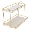 Hyuduo Makeup Shelf Gold White 2 Tier Bathroom Storage Rack