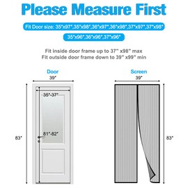 Magnetic Screen Door, IKSTAR Mosquito Net, Keep Bugs Out, Let Cool Breeze in - Self Sealing Magnets - Retractable Mesh Closure - Curtain Works with Pets, Sliding Door, Single, Back