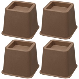 Bed Risers 3 Inch, Heavy Duty Square Furniture Frame Lift for Couch, Chair, Desk, Sofa and Bunk Bedpost, Set of 4, Brown