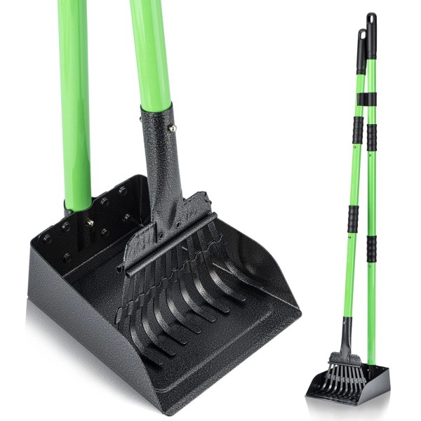 Mxf Pooper Scooper, Dog Scooper Long Handle Stainless Metal Tray
