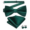 Hi-Tie forest Green Men Silk Vest Bowtie Set Formal Suit