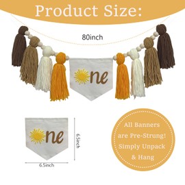 Boho Sunshine One High Chair Banner with Birthday Cone Hat for Sunshine First Trip Around the Sun Birthday Party Decorations