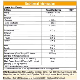 Turmeric Ginger and Black Pepper Tablets 2600mg - 180 Tablets (3 Month Supply) - High Strength Curcumin Supplement with Black Pepper for Max Absorption by C+Y PRO