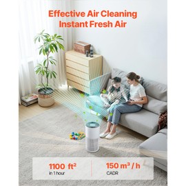 Happybuy Air Purifier, H11 HEPA Layer, 1100 ft²/h Smart Cleaner with Speed Control & Child Lock, Efficient with Touch Panel & 25 dB Sleep Mode, for Home & Office