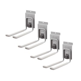 TRINITY Heavy Duty Slatwall Double Hooks with Spring-Lock, 8-Inches, Gray, 4-Pack