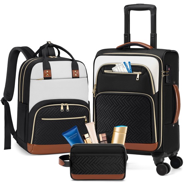 RAINSMORE Carry On Luggage 22x14x9 Airline Approved, 20 Inch Softside