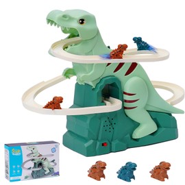 Dinosaur Climbing Toy, Stair Climbing Toy, Dinosaur Roller Coaster Toy with Light and Music, Racing Track Intelligence Educational Puzzle Playsets for Boys Girls from 3 Years