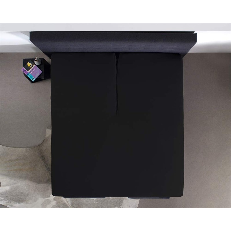 Split Topper Fitted Sheet Cotton Black 160x210