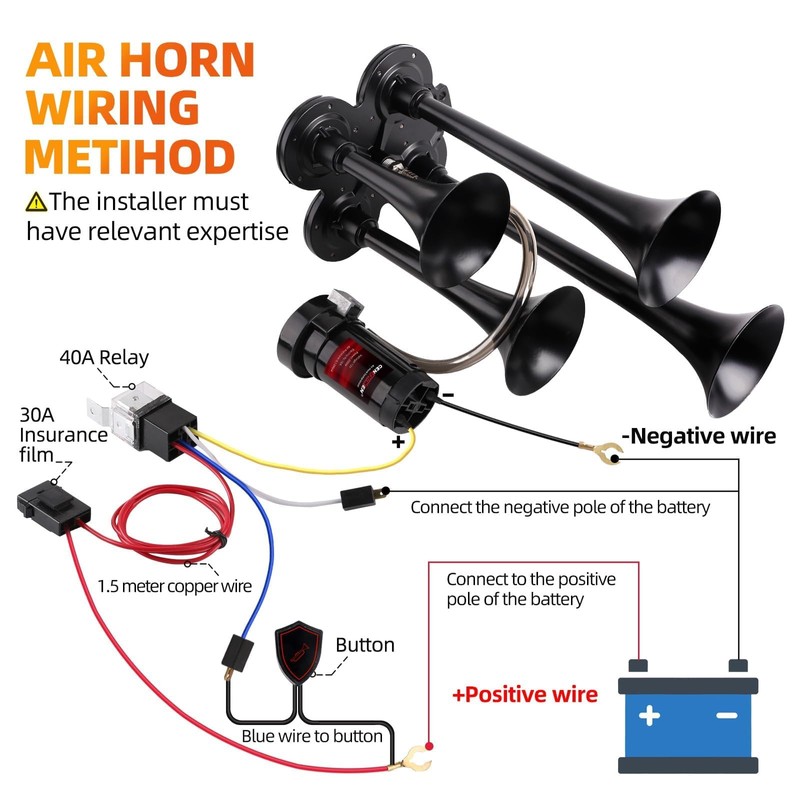 Cenzhiwen Train Horn Kit - 4 Trumpet Metal Air Horns