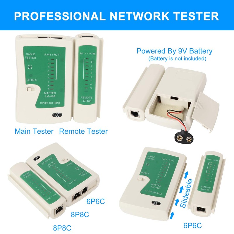 RJ45 Crimp Tool Kit for Cat5 Cat5e Cat6, Ethernet Crimper