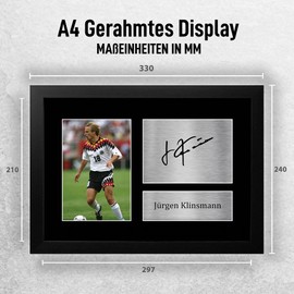 HWC Trading A4 FR Jürgen Klinsmann Germany Gifts Printed Autographs Picture for Fans and Supporters - A4 Framed