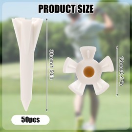 LUTER 50pcs Golf Tees, Short Golf Tees Golf Simulator Tees Plastic Golf Tees Practice for Irons Par Threes Hybrids Golf Training Clubs Outside Lawn (White)