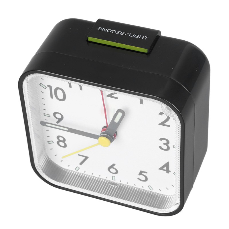 Small Clock Black Alarm Silent Minimalistic Design Snooze with Backlight
