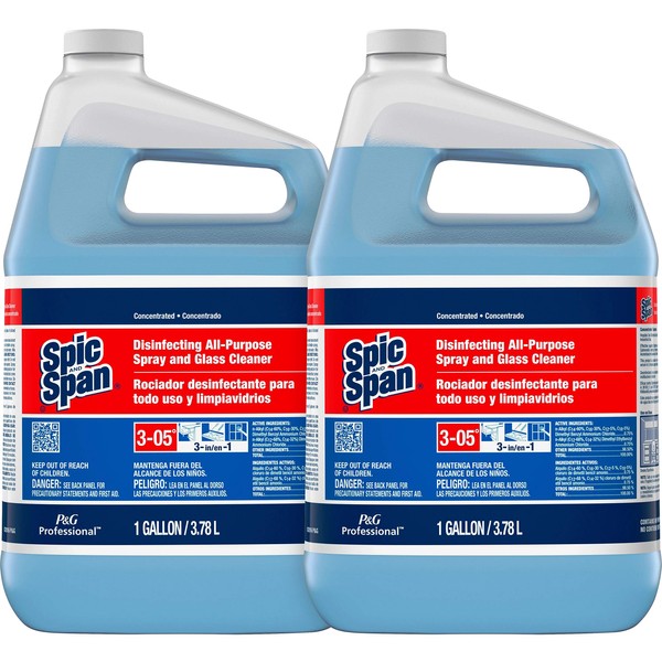 P&G Professional-32538CT Disinfecting Surface and Glass Cleaner from Spic and Span Professional, Bulk 3-in-1 Multi-Purpose Cleaner, 15x Concentrate, Fresh Scent, All Purpose Commercial Use, 1 Gal. (Case of 2)