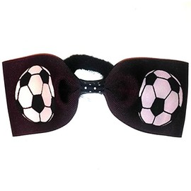 Soccer Hair Bow without tails, many colors avail, Made in the USA, black band (Maroon)