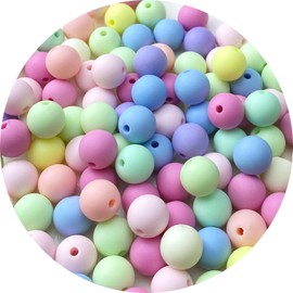 LIMAOLLY 100 Pieces 12mm Acrylic Round Pastel Candy Color Frosted Plastic Spacer Beads for Jewelry Making Earring Bracelet Necklace Home Decoration