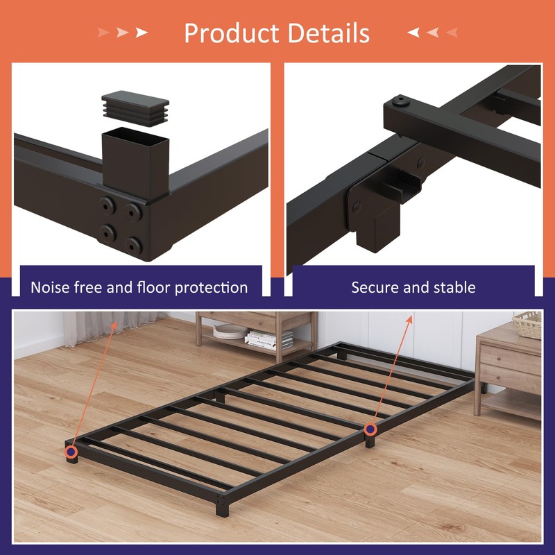 Nailsong 3 Inch Twin XL Bed Frames Low Profile, XL
