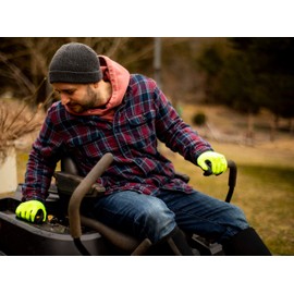 G & F 1516 6 Pairs Pack Premium High Visibility Low emissions Green Work and gardening Gloves for Men and Women. MicroFoam Textured Coated Palm and Fingers Gloves for Gardening Work, X-Large, Green