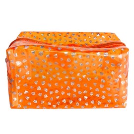 TotePrint Portable Waterproof Makeup Bag for Travel,Diamond solid color Makeup Bags with Zipper Pen Pouch (orange)
