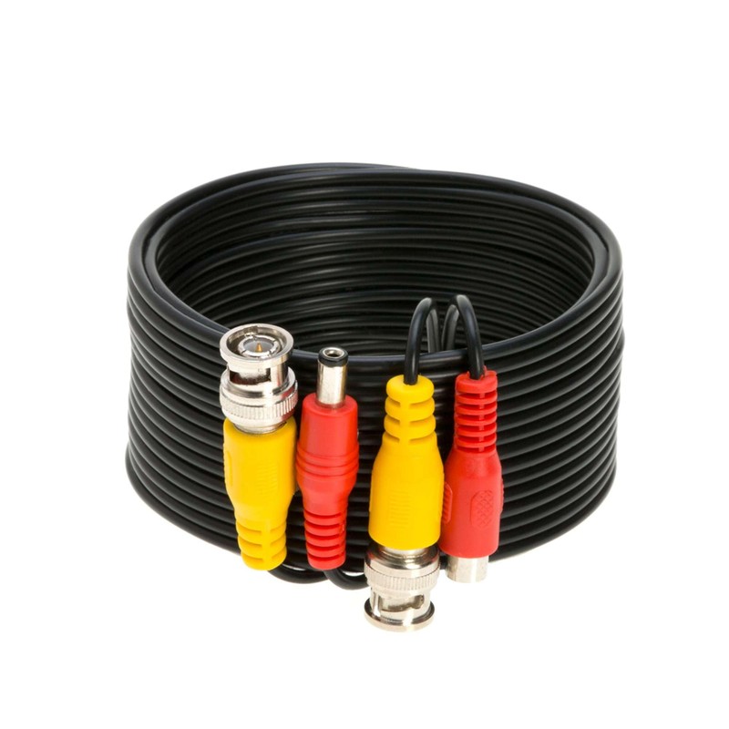 5M Black Premade BNC Video Power Cable/Wire for Security Camera,