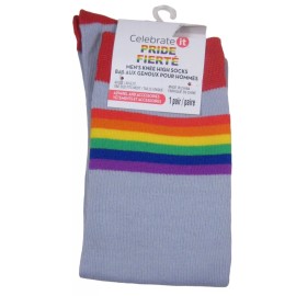 Celebrate It Men Pride Knee High Socks Adult One Size 1 Pair Rainbow Love Wins Polyester