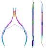 3-Piece Cuticle Pusher Set, Stainless Steel Cuticle Remover, Metal Cuticle