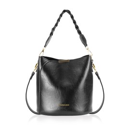 MultiValue Crossbody Bucket Bags for Women, Fashion and Soft PU Leather Bucket Handbag with 2 Removable Straps and 1 Inner Zipper Bag, Small Shoulder Bag for Women Daily Commute Dating (Black)