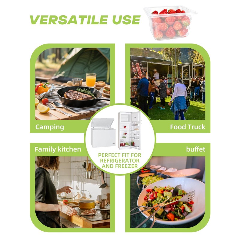 WELKOR 6 Pack Polypropylene Food Storage Containers for Party, Catering,
