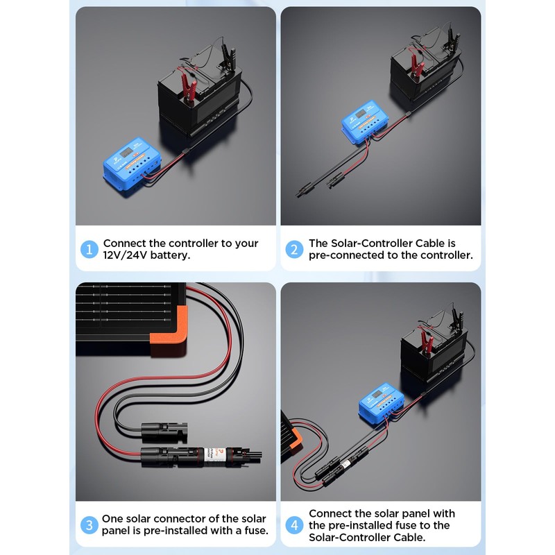 ZOUPW 30A Solar in-Line Fuse Holder with 30A 1000V PV