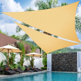 2 Pack Triangle Sun Shade Sail 16' x 16' x 16' UV Block Canopy Covers Shade Canopy Awning Sunshades for Patio Outdoor Activities Backyard Garden Yard Lawn Deck (Sand)