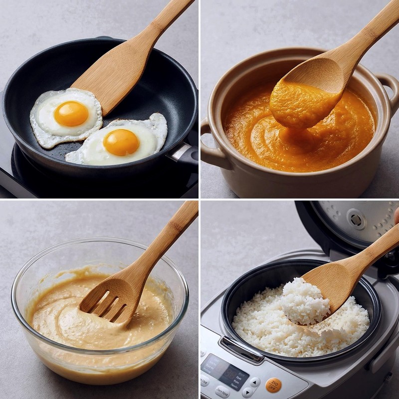 Krysclove Natural Carbonized Bamboo Spoons for Cooking,Dark Premium Bamboo Kitchen