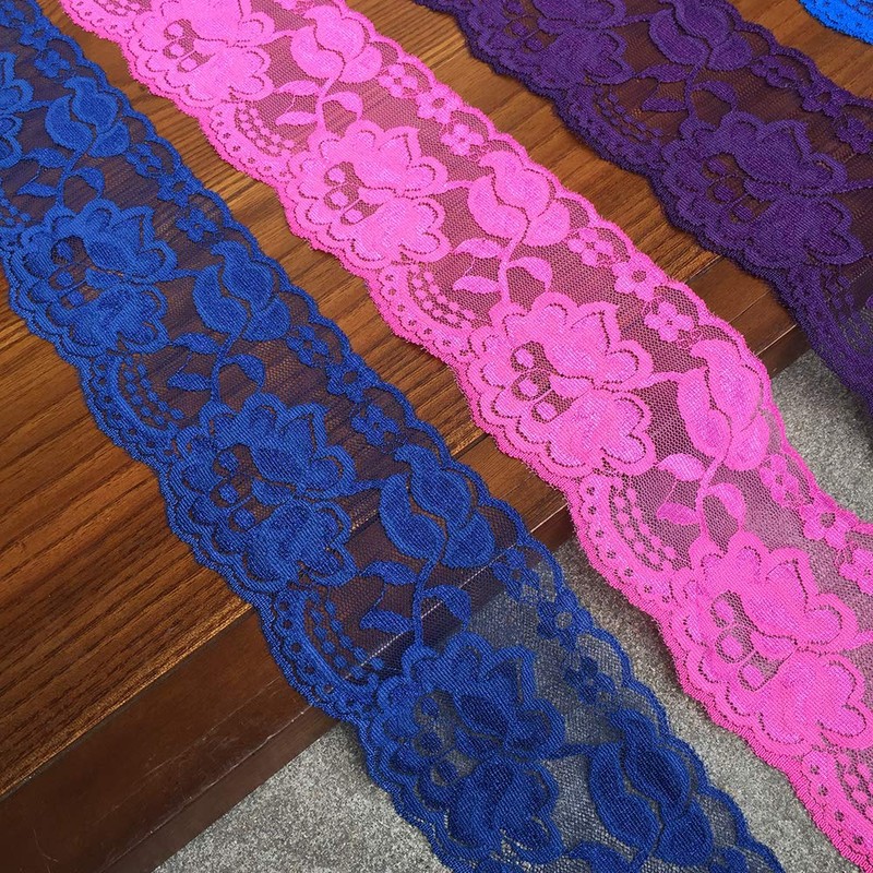 LUMKET 3.15 Inches Wide Stretch Lace Ribbon with Floral Pattern