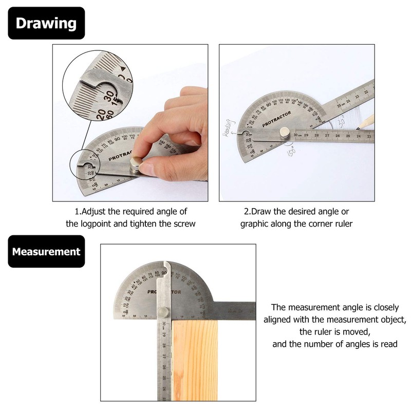 Angle Protractor Angle Finder Ruler Two Arm Stainless Steel Protractor