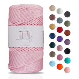Makromecity Macrame Yarn 2 mm x 115 m Premium Polyester Macrame Cord Polypropylene Yarn for Crafts Home Decorations Place Plate Shoulder Bag Handbag Runner Dummy Chain 20 Colours