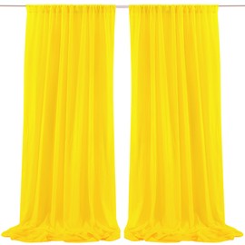 10ft x 10ft Yellow Backdrop Curtain Drapes, Wrinkle-Free Sheer Chiffon Fabric Backdrop Panels for Wedding Arch Party Ceremony Stage Decoration