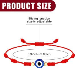 LAKJUOZ Evil Eye Evil Eye Bracelet Kabbalah 7 Knots Red Rope Bracelets Nazar Amulet Adjustable Good Luck Friendship Bracelet Gift Set for Women Men Family Friend Parents Pack of 6