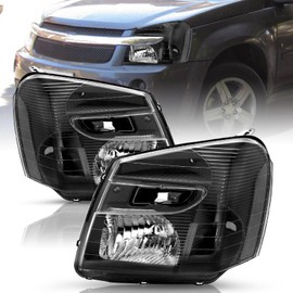 TUSDAR Fits For 05-09 Chevy Equinox [Halogen OE Style] Headlight Assembly Replacement Factory Headlamp Black Housing & Clear Reflector
