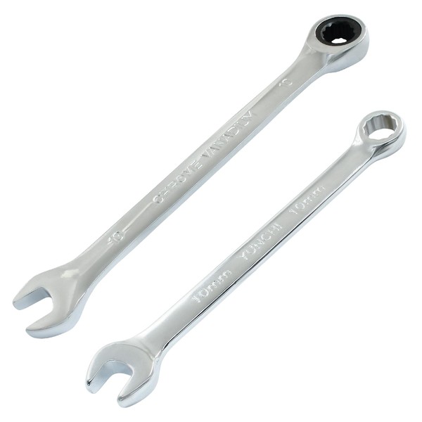 HARSKIYER 10 mm Ratcheting Wrench Set, 2 Pieces Metric Ratcheting