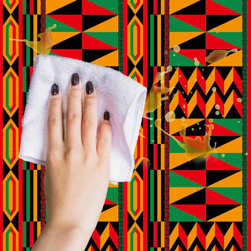 Buxiuer Juneteenth Tablecloth African American Party Decoration Kente Print Disposable