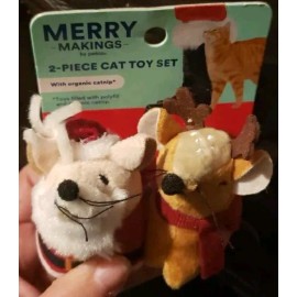 Petco Merry Makings PETCO 2 Piece Cat Toy Mice Set W/Catnip SANTA/REINDEER