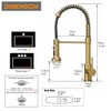 Hoimpro Brushed Gold High Arc Spring Kitchen Faucet with Pull