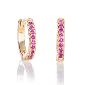 Namana Small Earrings for Women and Girls, 925 Sterling Silver Huggie Hoop Earrings for Women with White or Coloured Zirconia Stones, Sterling Silver, Cubic Zirconia