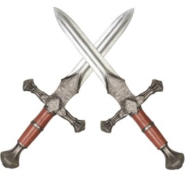 HugOutdoor 2 Pcs Medieval Viking Foam Dagger, 14.5 Inch LARP Cosplay Short Sword, Halloween Fake Knife Toy
